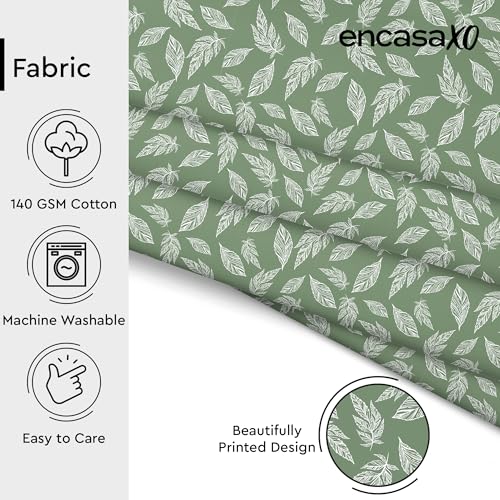 Image of Encasa XO Printed Fabric 59 inch (150 Cms) - Green Big Leaves - Decorative Soft & Smooth, 100% Cotton Cloth for Curtains, Cushions, Dress Material, Upholstery, Bedcover - 1 Meter