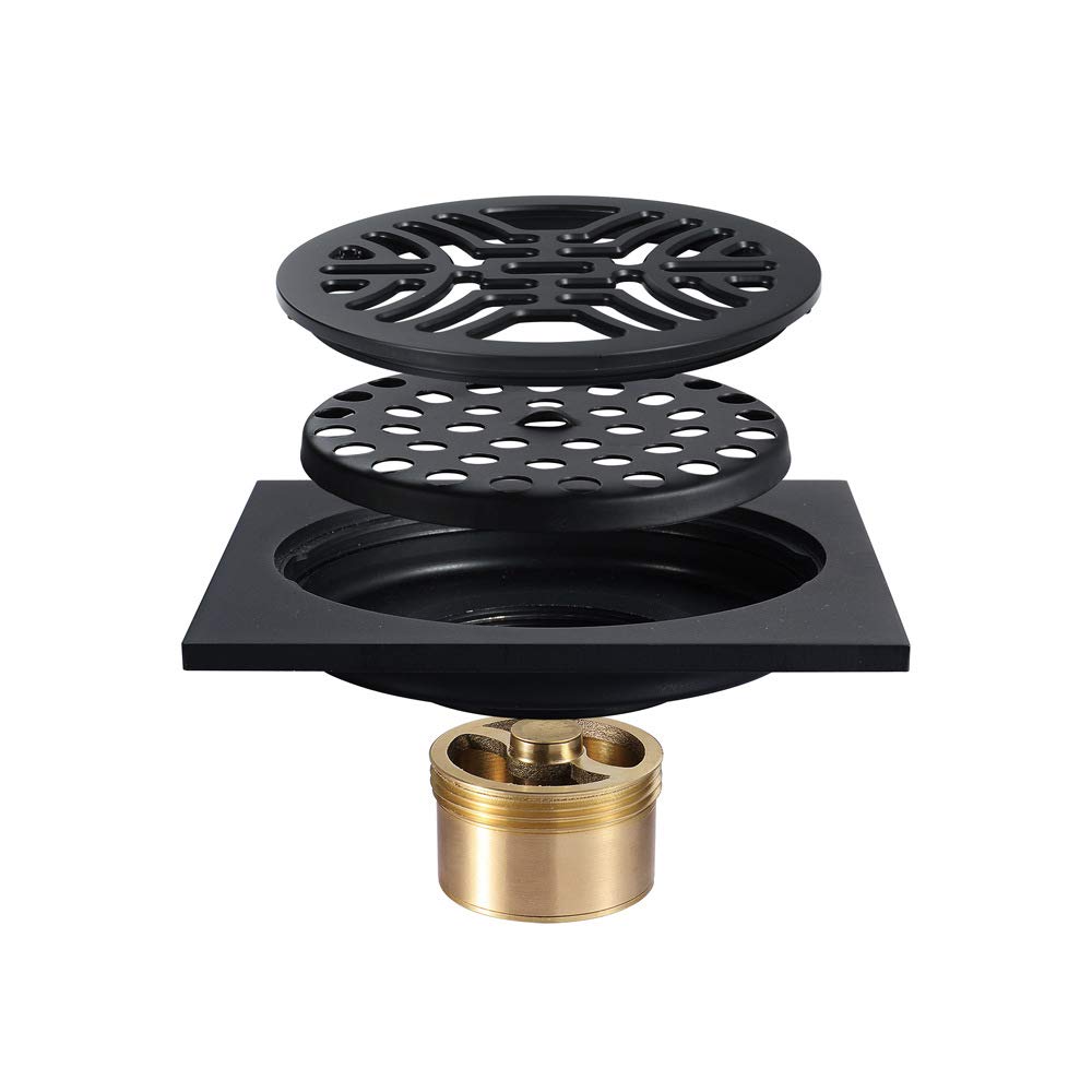 Desagüe de Ducha Cuadrado de 4 Pulgadas, desagüe de Piso de latón Negro para Ducha