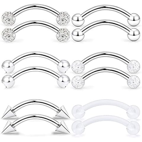 Lcolyoli 12 Pcs Eyebrow Piercing Rings Cover