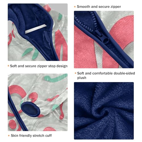 Musical Notes Pattern Design Toddler Fleece Jacket Girl Boys Hooded Fleece Jacket Coat Warm Outwear Zip-up 3-10T3