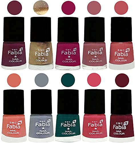 Image of ALL IN ONE (PACK OF 10), Long Lasting Glossy Nail Polish, 6 ml Each, All Vibrant Colours,01892