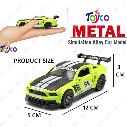 Image of toyco Sports GT Die-Cast Alloy Metal Car for Kids | Openable Doors, Smooth Edege, Shiny Body & Pullback Action | Realistic Look | 1:36 Scale | Neon Green Toy Car for Boys & Girls (Pack of 1)