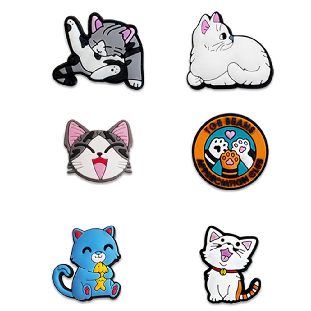 Gato Encantos del Zapato 25PCS Cute Cartoon Zapato Decoración Croc Charms para Niñas Mujeres Niños Adultos, Regalo para Fiesta de Cumpleaños