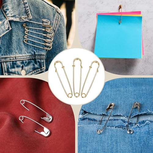 HARFINGTON 20pcs Safety Pins 3 Inch (75mm) Electroplated Steel Large Safety Pin Heavy Duty Sewing Safety Pins Bulk for Clothes Sewing Arts DIY Crafts, Gold Tone by HARFINGTON - Image 6