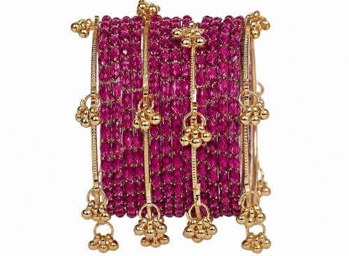 Image of Kashmiri Ghangharoo Glass Bangle Set for Women| Light Weight Bangles | Traditional Transparent Fancy Glass Chudi Set for Wedding, Party.