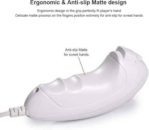 Miniatura 4 de Controlador Wii Nunchuck, paquete de 2 controladores Nunchuk de repuesto para consola Wii U (blanco)