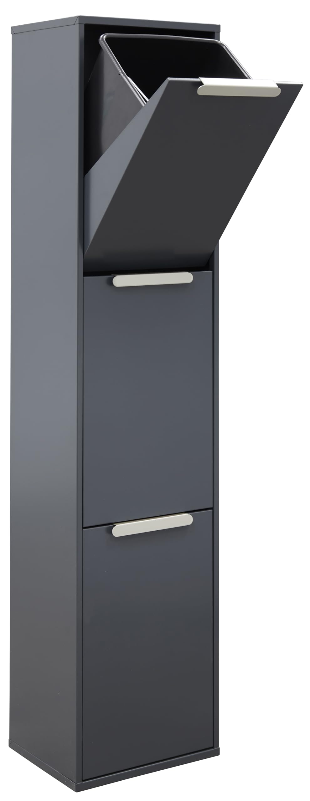 ARREGUI Ecoclas CR304-E Mülltrennsystem aus Stahl | 3 Fächer Mülleimer für die Küche |3x17L (51L) | 3 Fach Abfalleimer | Herausnehmbare Inneneimer + Griff | Recycling Schrank | Mülltrennung |anthrazit