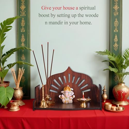 Image of Goelite Small Temple for Home Wall Mount | Pooja Mandir Stand Temple for Office and Home | Unique Design