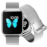 Apple Watch Band W Metal Clasp, Aerb Milanese Loop Stainless Steel Mesh Replacement Strap Wrist Band for Apple Watch & Sport & Edition - 38mm