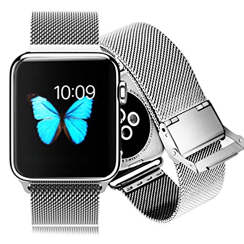 Apple Watch Band W Metal Clasp, Aerb Milanese Loop Stainless Steel Mesh Replacement Strap Wrist Band for Apple Watch & Sport & Edition - 38mm