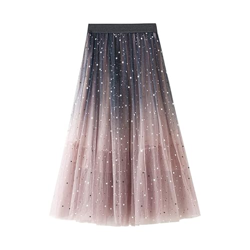 Women's A-Line Maxi Skirt Multi-Layer Tulle Polka Dots Gradient Irregular Skirt Casual Pleated Long Skirt #TOP15