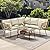 YITAHOME Rattan 4PCS Patio Furniture Set, Outdoor Wicker Conversation Sectional L-Shaped Sofa with 5 Seater for Backyard, Porch, Detachable Lounger with Thickness Cushions and Side Table - Beige