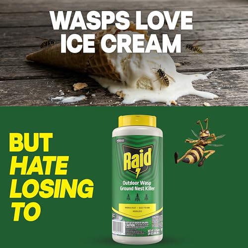 Image of Raid Outdoor Wasp Ground Nest Killer, Dust Insecticide for Outside Household Use, Wasp Killer, Fast-Working and Odorless, 24 Oz