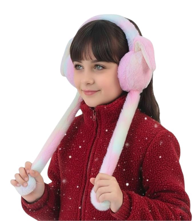Value Hub Plush Winter Earmuffs for Kids, Moving Ear Bunny Design with Chu Chu Sounds, Soft Warm Faux Fur Ear Warmers for Girls, Women-image-19