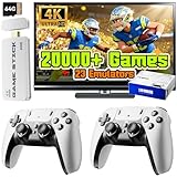 Huqjot 2025 Upgraded Retro Gaming Console Stick Pro, Video Games Console with 4K HDMI, Built-in 23 Classic Game Emulators, 20000+ Games - Video Game with Upgrade Dual 2.4G Wireless Controllers (64G)