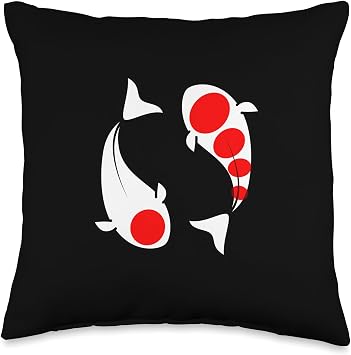 Kohaku Koi Fish Lucky Feng Shui Japan Nishikigoi Carp day Throw Pillow