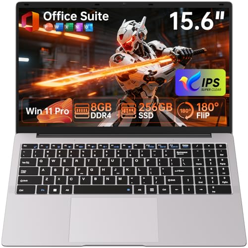 Moxalc 15.6' Laptop Computer, 8GB RAM 256GB SSD Celeron N4000(up to 2.6GHz) Laptop Win 11 Office Suite FHD IPS sRGB Notebook 2.4G&5G WiFi BT 4.2 HDMI USB 3.0 5000mAh Battery for Home Student Business
