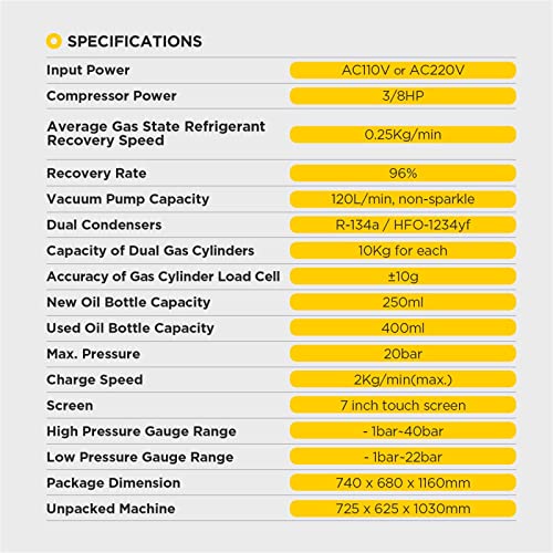 Dual System Refrigerant Recovery Tools Fully Automatic Refrigerant Filling Tool Refrigerant Recovery Machine Refrigeration Recycle Filling Machine For R134A/1234Yf Dual Systems Work Simultaneously #TOP2