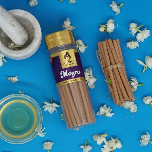 Image of The Aroma Factory Dhoop Batti Sticks for Pooja with dhup Incense Holder Stand,Best for Long Lasting Fragrances, dhupbatti (Pack of 1, Mogra)