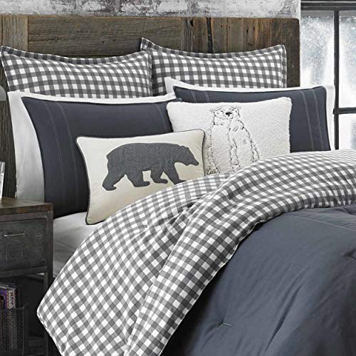 Image of Eddie Bauer - Twin Comforter Set, Reversible Bedding with Matching Sham, Pre-Washed for Added Softness, Medium Weight, Dorm Essentials (Kingston Charcoal)