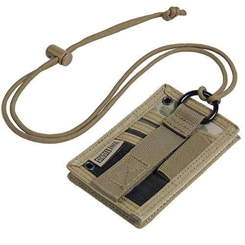 Image of OneTigris Tactical ID Card Holder Hook & Loop Patch Badge Holder Neck Lanyard Key Ring and Credit Card Organizer (Multicam)