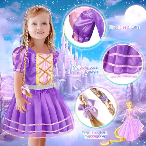 Princess Dress Up, Toddler Dress Up Clothes, Cosplay Princess Costume Gift Set with Princess Dresses and Princess Toys, Pretend Play Girl Toys Age 3-6, Halloween Christmas Birthday Gift4