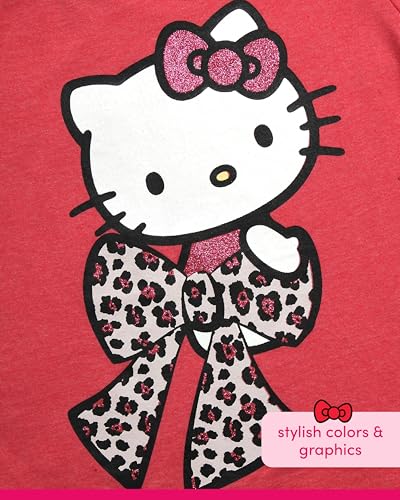 Image of Hello Kitty Girls Shirts - Short Sleeve Cute Casual Crewneck Graphic Tees Shirts for Girls Tops T-Shirt (Sizes: 4-12),