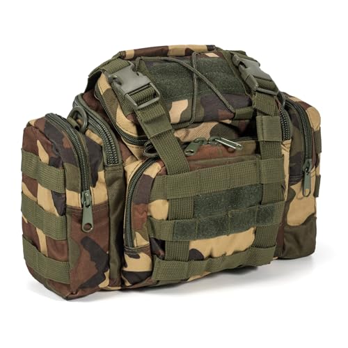 Dr.Fish Lightweight Fishing Bag Multi-Pockets Holdall Shoulder Waist Handbag Water-Resistant Fishing Tackle Storage Carryall for Outdoors Hiking Hunting Camping Travel(Jungle Camouflage)