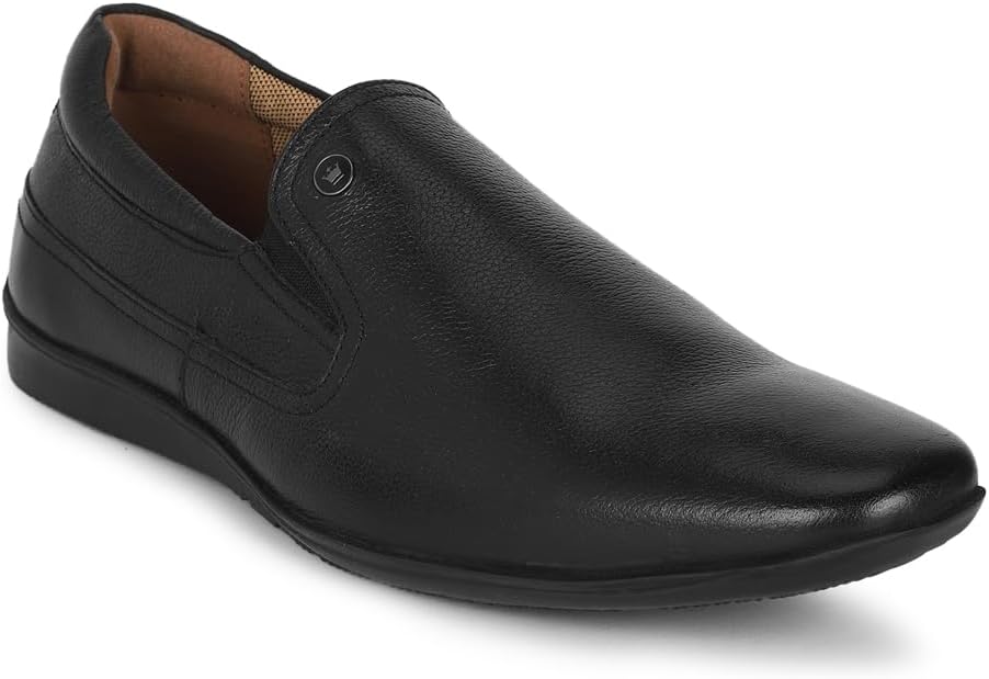Men Premium Leather Breathable Lining Material Anti Slip Flat Heel TPR Sole Formal Slip-on Shoes