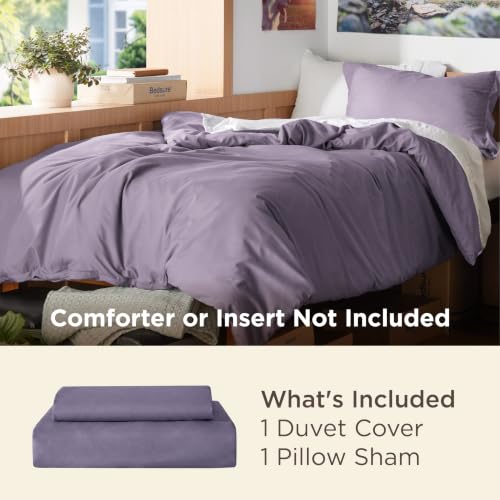 Image of Bedsure Twin /Twin XL Duvet Cover, Double Brushed Bedding Set, Dusty Purple | For Kids & Adults, 68 inchx90 inch Comforter Cover, Hotel Luxury, All Season, Breathable, Easy Care, Lightweight, Zipper Closure