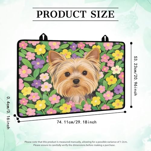 Image of Poceacles Stove Cover for Stovetop, Induction Electric Stove Top Protector Oil Resistant Heat Resistant Washer Dryer Top Mat, 29 inch x 21 inch, Yorkshire Terrier Puppy Yorkie Dog Floral Pattern