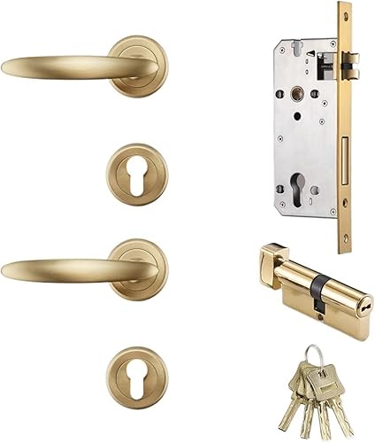 GLINEA Manija de puerta silenciosa de latón europea moderna americana negra dorada para interiores habitación baño cerradura de puerta de madera