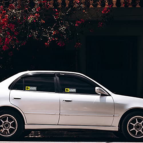Image of 4 Pcs Camera Audio Video Recording Window Cars Stickers, In Car Camera Recording Sticker For Rideshare, Van, Truck, Taxi, Maxi Cab, Bus, Coach Drivers, Yellow 2 x 6 inch, Adhesive Window Decal