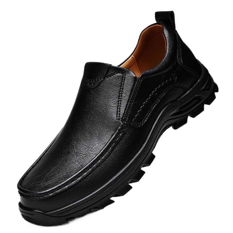 Men Leather Dress Shoes Non Slip Casual Business Work Formal Shoes Lightweight Retro Casual Flats Loafers for Daily Walking Business Shoes