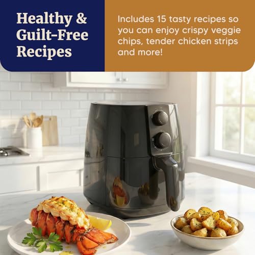 Image of Elite Gourmet EAF4617 Digital Hot Air Fryer, Oil-Less, 1350W, 4Qt, Black | Healthy Cooker, Timer & Temperature Controls