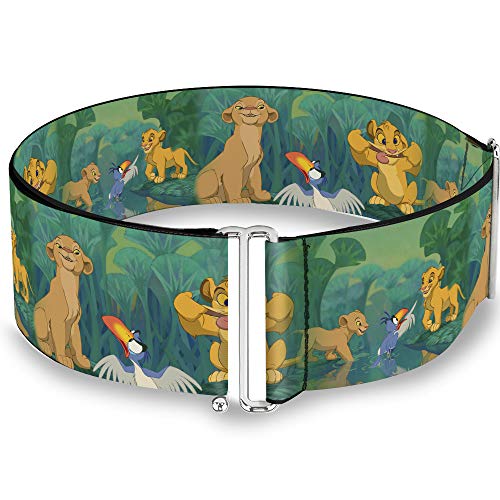 Buckle-Down Belt Women's Cinch The Lion King Simba Nala Zazu Poses Leaves Greens Available In Adjustable Sizes