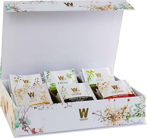Wissotzky Prestige Tea Gift Box (60 Individually Wrapped Tea Bags, 6 Flavors) | Luxurious Tea Chest, Great for Corporate & Holiday Gifts