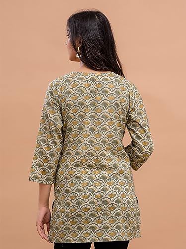 Image of feranoid Women Cotton Printed Straight Short Kurti