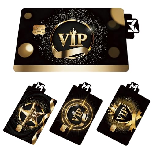 Mynmptaw Credit Card Skin Sticker 4 Pack, Waterproof Vinyl Debit Card Cover for Bank Cards, Anti-Scratch, Easy Apply & Remove,Black and Gold VIP Design-a