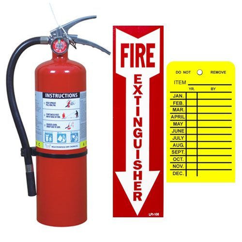 (Lot of 1) 5 Lb. Buckeye Type ABC Dry Chemical Fire Extinguisher with Wall Hook, Sign and Inspection Tag