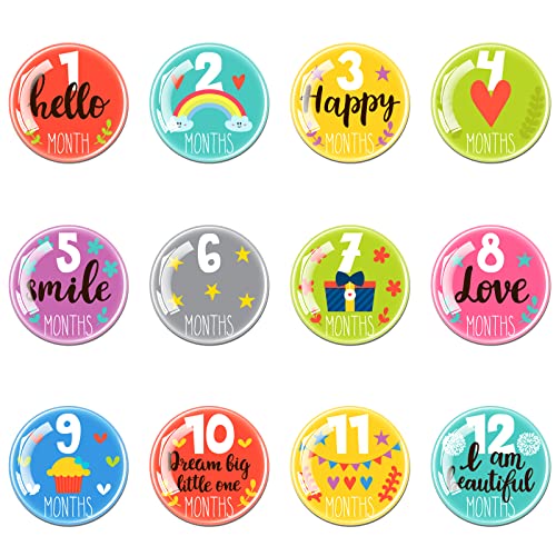 STARUBY 12 Aimants pour Réfrigérateur,Aimants Convexes en Verre Décoratif Rond de 3 cm,Aimant en Cristal de Modèle de Numéro de 12 Mois,Adapté aux Plaques Magnétiques et Aux Tableaux Blancs Cover