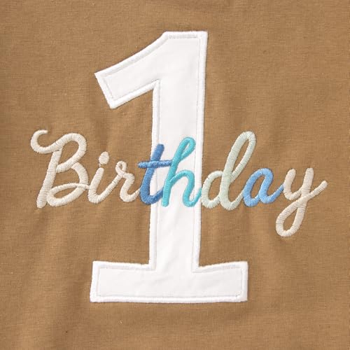 1. Geburtstag Junge Sweatshirt 1 Birthday Stickerei Pullover Neugeborenen Babykleidung Kinder Sweatshirts Rundhals Langarmshirt Kleinkind Outfits Warmer Herbst Winter Pulli(Braun,18 Monate