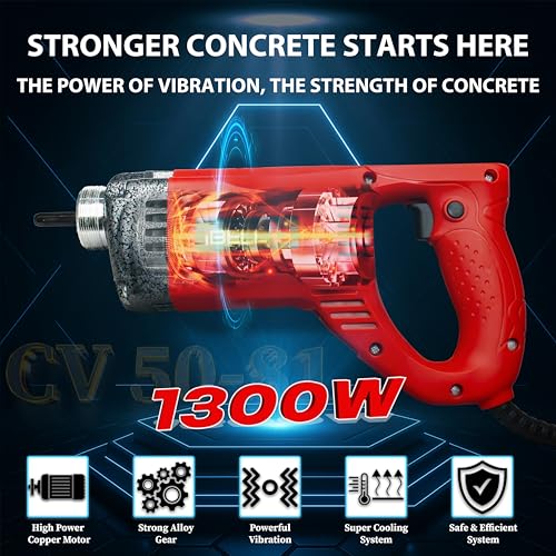 Image of iBELL IBLCV50-81 Concrete Vibrator, 1050W, Copper Armature, 5000 RPM, 35mm Needle, 150Hz Vibration Frequency, 0.9m Amplitude, with 1.5m Rod | Portable Construction Tool for RCC, Slab & Beam