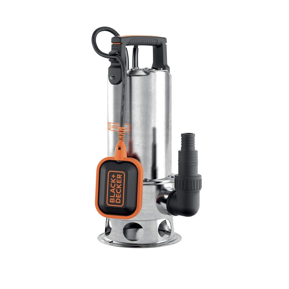 Black+Decker BXUP1100XDE kirli su için dalgıç pompa (1100 W, maksimum pompalama kapasitesi 16.500 l/sa, maks. basma yüksekliği 10,5 m), gri