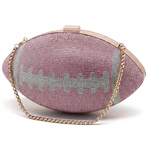 Image of Women Rhinestone Football Shaped Handbag Chain Crossbody Shoulder Bag Football Purse | Rugby, Unique, Novelty, Football