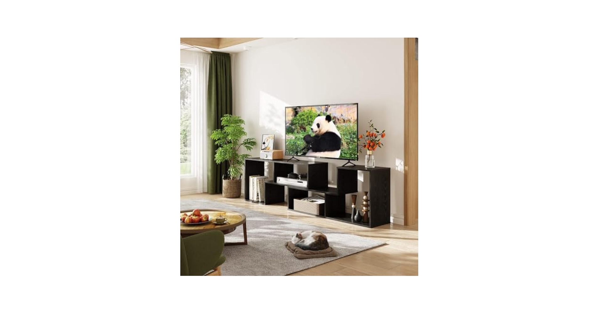 Amazon.co.jp: テレビボード 収納 棚 ロータイプ 伸びる縮む回転