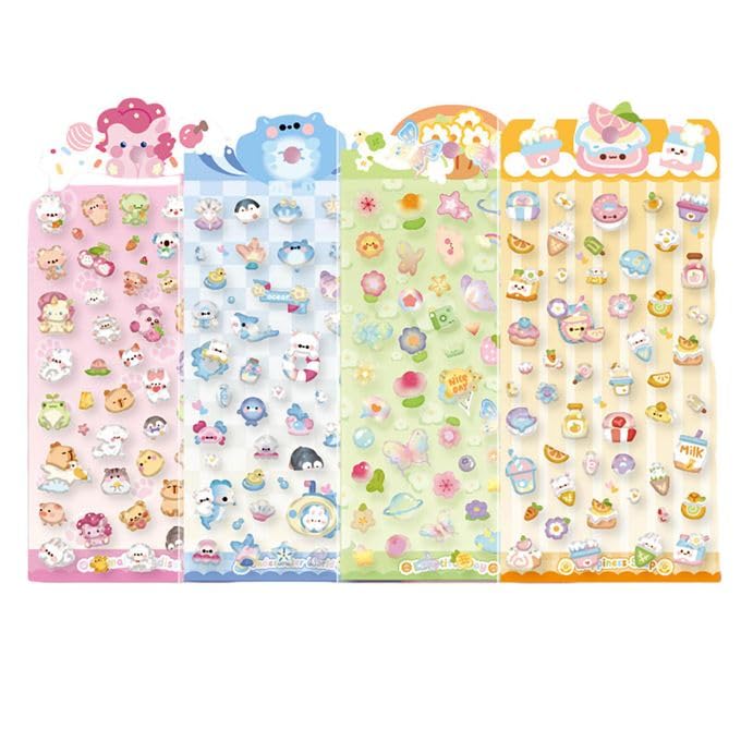 Toplu Cute Fantacy Theme Stickers Sheets Cute Stickers for Kids, Decoration, Journal, Korean Style Kids Paper Sticker Set, Pack of 2 Sheet Self Adhesive (Kawaii Crystal 3D Sticker)-image-38