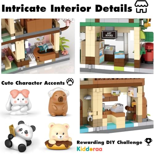 Image of Kawaii Bear Bakery House Mini Building Blocks Set, 580+ PCS Cute City Street View Bakery Architecture Model Kit for Ages 14+ | Collectible Home Decor Toy with 1 Year Manufacturing Warranty
