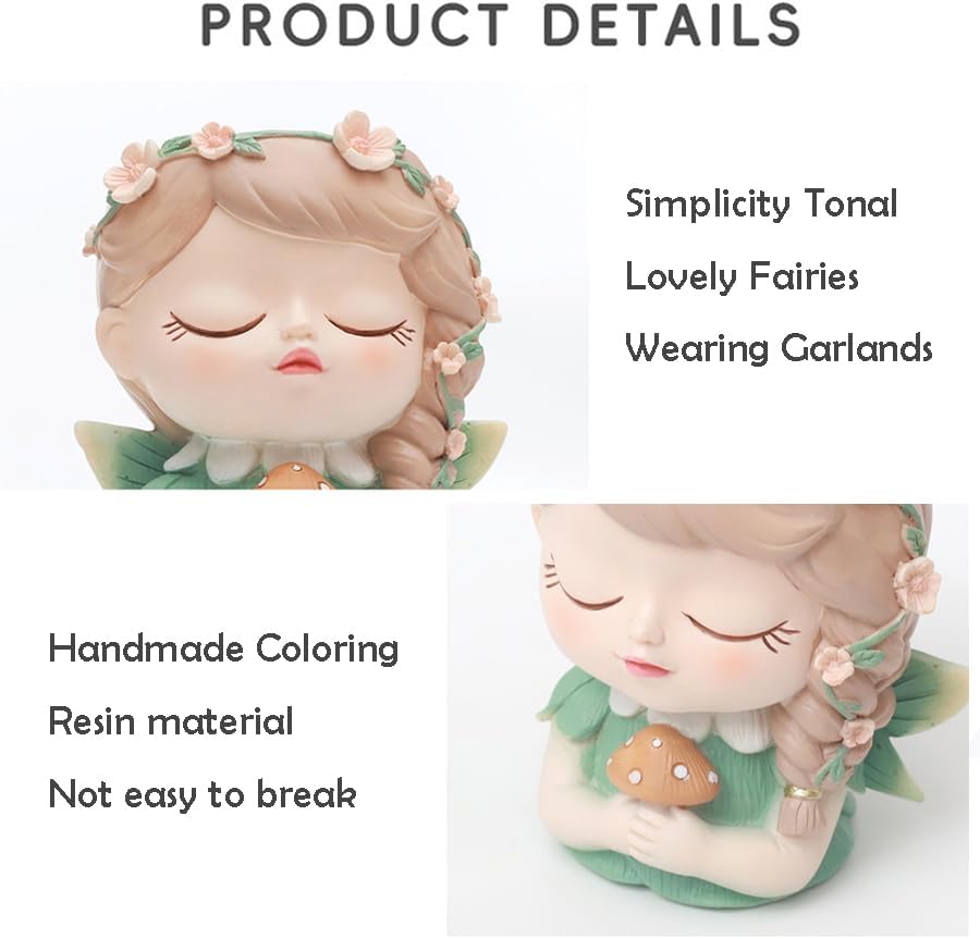 Miniatura 6 de Samll - Macetas para suculentas con cara de ángel niña, paquete de 3 con agujero de drenaje de 4 pulgadas, maceta única y bonita con maceta de cara