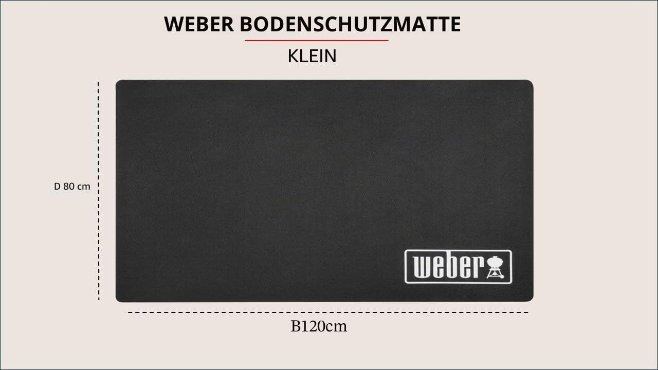 Weber Grillmatte - Klein (120 x 80cm), schützt Terasse/Balkon vor Fettspritzern oder tropfenden Flüssigkeiten, hitze- & witterungsbeständiges antibakteriellles Material, für alle Grills (17897)